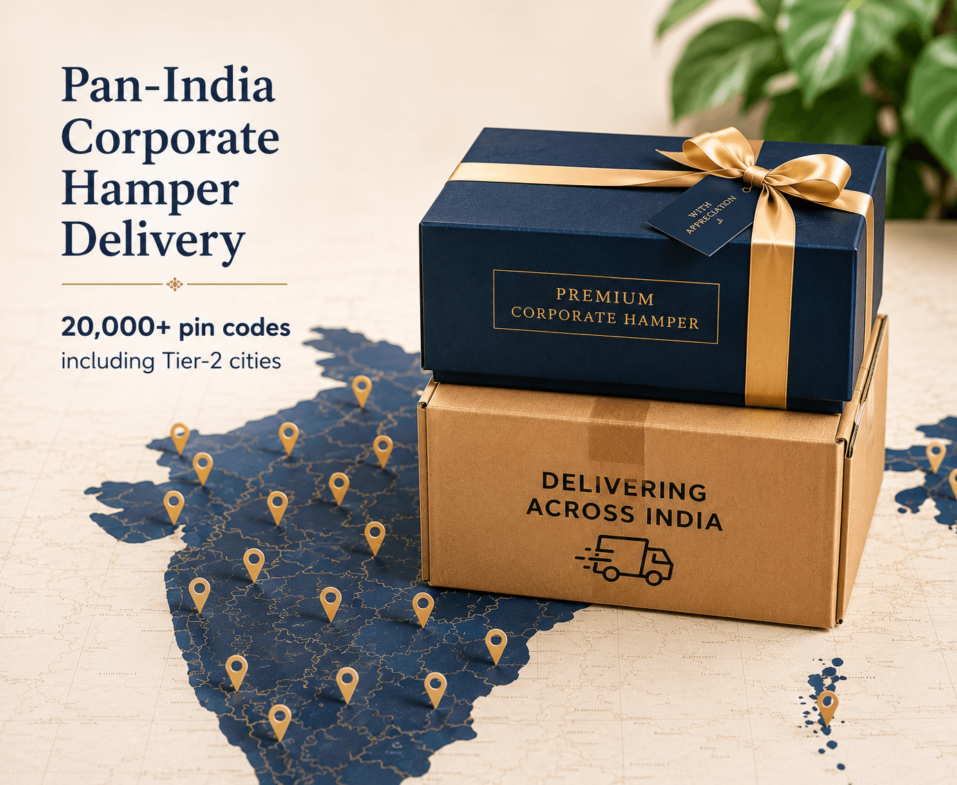 Pan-India corporate hamper delivery — 20,000+ pin codes including Tier-2 cities