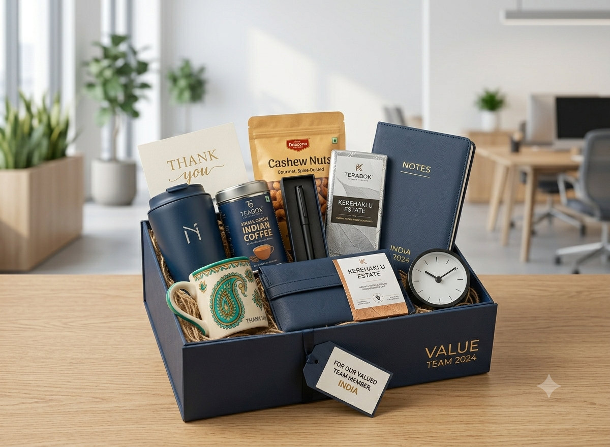 Employee appreciation gift hampers India — sent from USA, bulk corporate order