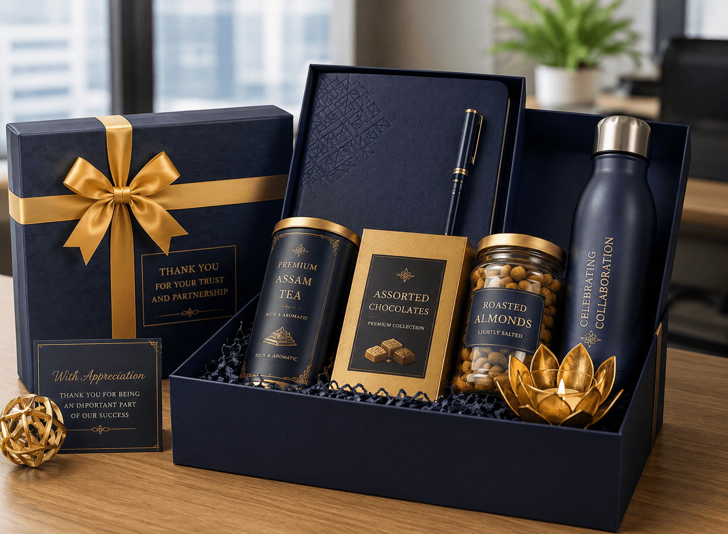 Corporate client gift hampers India from USA — executive and luxury gifting